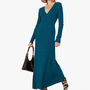 Cross Front Sweater Maxi Dress, Teal